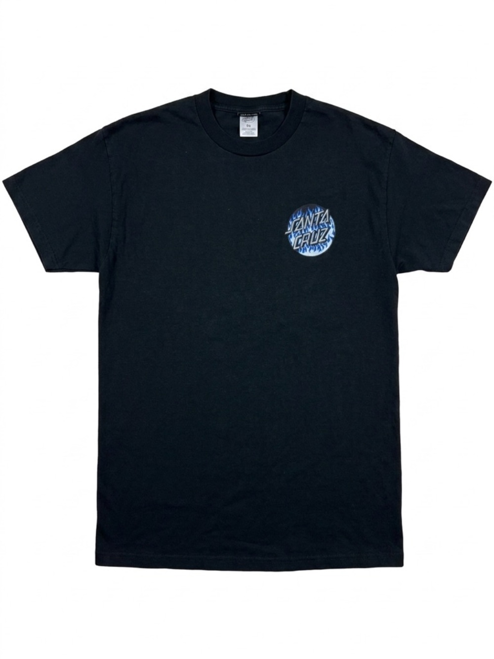 Santa Cruz Skateboards Black Tee with Blue Flame Logo